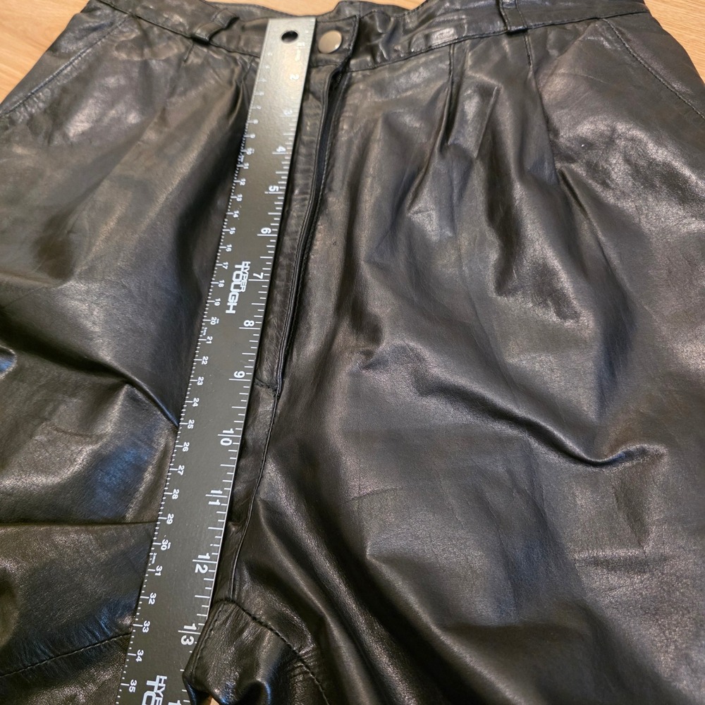 Tannery West Vintage Black Genuine Leather Pleated High Waist Pants Womens 8 - Picture 8 of 13